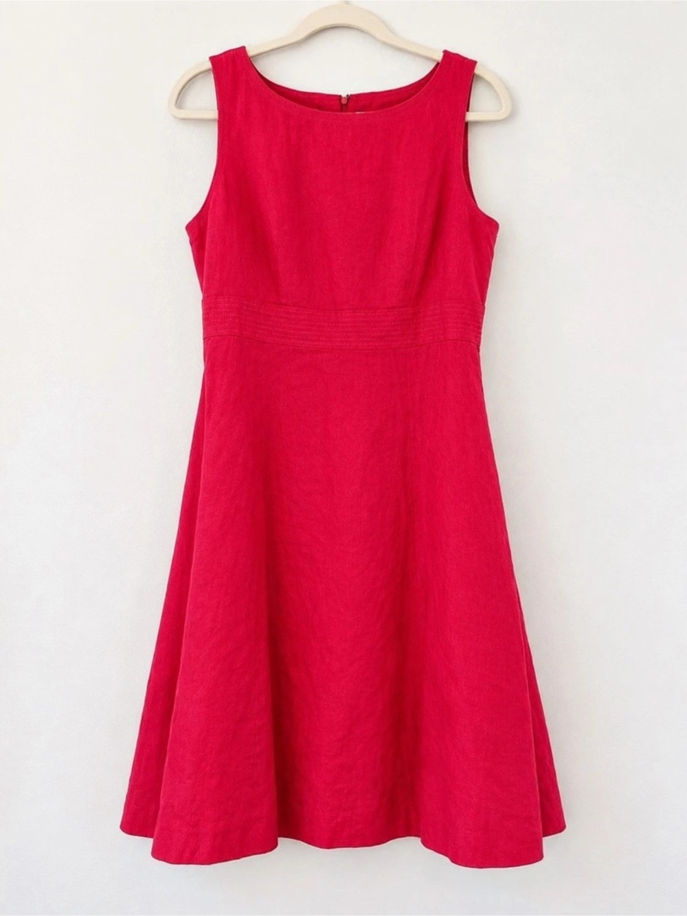 Vintage Talbots Irish Linen Dress Size 12 Hot Pink Fit & Flare A-Line Midi